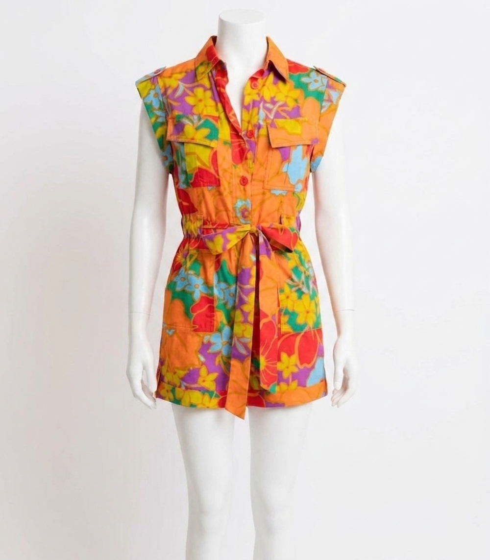 NEW KARLIE multi floral utility romper in multi